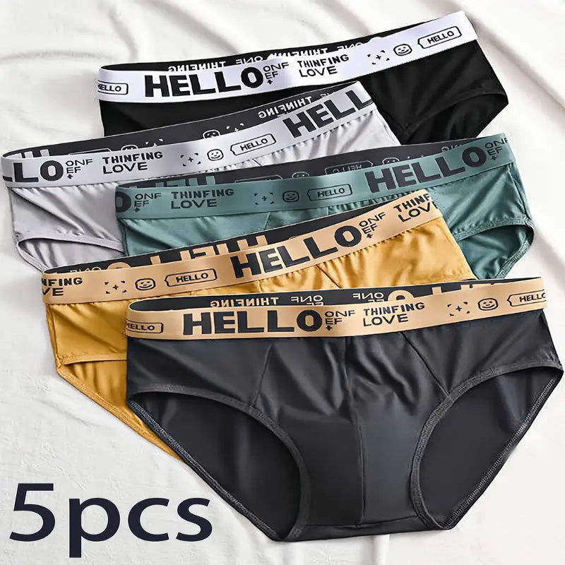 Pack de 5 Slips Homme Style HELLO – Bikini Sexy et Confortable