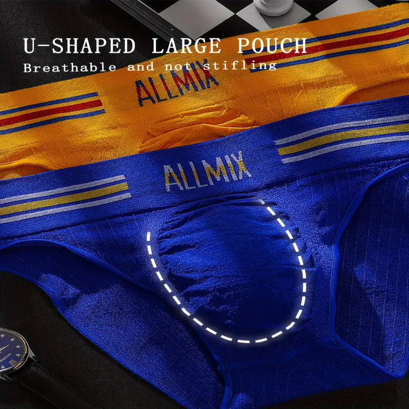 Lot de 5 boxers sexy pour homme, imprimés lettres et rayures colorées, taille basse, sans coutures, pour le sport