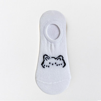 🧦 Lot de 6 paires de Chaussettes Bateau Invisibles – Coton Doux, Style Coréen & Motif Ours Mignon 🐻💕